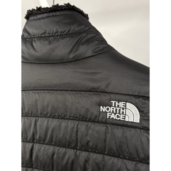 North Face Puffer Reversible Jacket Girl’s Youth XL 18 Cozy Sherpa Fleece Black - Picture 3 of 16